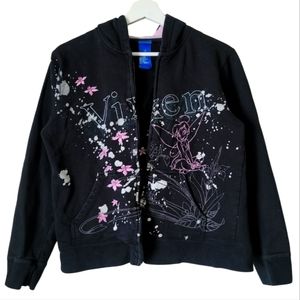 DISNEY Embroidered Vixen  Hooded Fleece Sweater Size Medium in Black